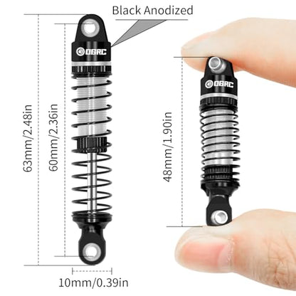 OGRC 60mm Long Travel RC Shock Absorber Oil Damper for TRX4M 1/18 RC Car | Oil-filled, Aluminum, for Traxxas TRX4M Upgrade Parts, Silver - color: Black Silver