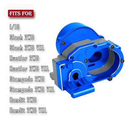 Aluminum Transmission Gearbox w/Gear Upgrades Part for 1/10 Slash 2WD (VXL),Rustler 2WD (VXL),Stampede 2WD (VXL),Bandit 2WD (VXL),Navy Blue - color: Navy Blue - (Upgrades)