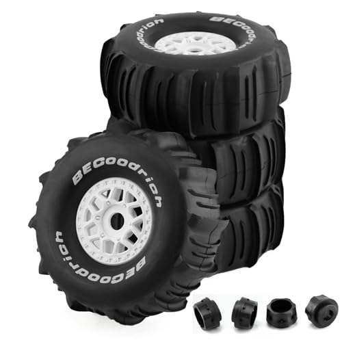 1/7 1/8 RC Short Course Truck Car Tires and Wheels Rims 17mm Hex Snow Sand Buggy Desert Tyres for 1:7 Or 1:8 Scale RC Off Road Truck Car TRAXXAS UDR 85086-4 ARRMA YK4072 DF7 4Pcs (B White) - color: B White