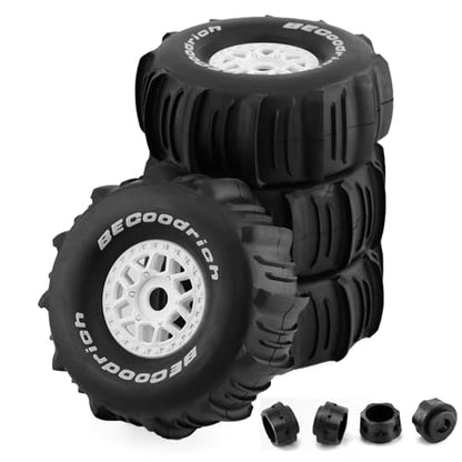 1/7 1/8 RC Short Course Truck Car Tires and Wheels Rims 17mm Hex Snow Sand Buggy Desert Tyres for 1:7 Or 1:8 Scale RC Off Road Truck Car TRAXXAS UDR 85086-4 ARRMA YK4072 DF7 4Pcs (B White) - color: B White