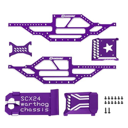 SCX24 Warthog LCG Chassis Kit, Aluminum Roll Cage Frame | 1/24 RC Crawler Buggy Scale Appearance Chassis, Compatible with Gladiator Bronco C10 JLU Models Custom Builds Upgrades - color: Purple, size: with Lettering