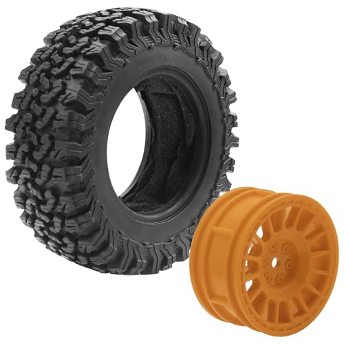 4Pcs HIRCQOO 1.9" RC Crawler Tires OD 90mm Rubber Tire and Plastic Wheel Rims 12mm Hex Compatible with 1/10 Axial SCX10 D90 Tamiya CC01 TF2 TRX4 RC Crawler (Brown) - color: Brown