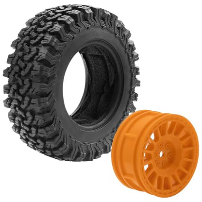 4Pcs HIRCQOO 1.9" RC Crawler Tires OD 90mm Rubber Tire and Plastic Wheel Rims 12mm Hex Compatible with 1/10 Axial SCX10 D90 Tamiya CC01 TF2 TRX4 RC Crawler (Brown) - color: Brown