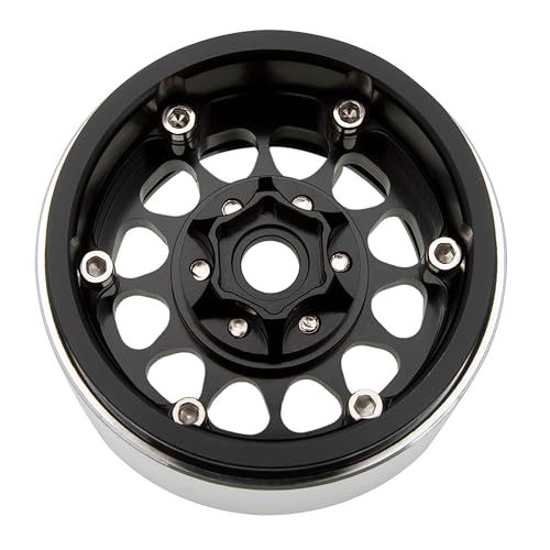MEUS RACING 1.9 Beadlock Wheels Rims Deep-Dish Wheel for Axial SCX10 Traxxas TRX4 Vanquish VS4-10 Redcat Gen8 1/10 RC Crawler Upgrades (Style A, Black) - color: Style A, Black