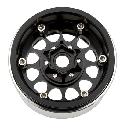 MEUS RACING 1.9 Beadlock Wheels Rims Deep-Dish Wheel for Axial SCX10 Traxxas TRX4 Vanquish VS4-10 Redcat Gen8 1/10 RC Crawler Upgrades (Style A, Black) - color: Style A, Black