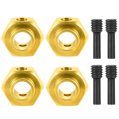 4Pcs Brass 12mm Wheel Hex Hubs Adapter, 5mm Thickness | 5mm, 8mm, 9mm, 10mm, 11mm, 12mm, Extension Combiner, Counterweight, For 1/10 Tra-xxas TRX4, RC Crawler Car - color: 5mm Thickness