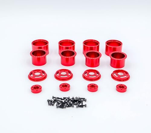 1UP Wheels 1.0" Island Ultra Wide Premium Wheels | Red | for Axial SCX24, AX24, Traxxas TRX4-M, Redcat Ascent-18, FMS FCX18, 7mm Hex Vehicles - Aluminum Beadlock Wheels - color: Red
