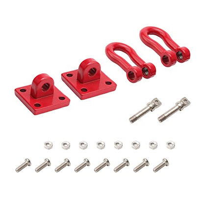 Metal Crawler Trailer Tow Hooks Buckle Winch Shackles RC Decoration Accessories for 1/10 Scale RC Rock Crawler Truck SCX10 TF2 D90 D110 CC01 HILUX Wraith Tundra TRX-4, Red