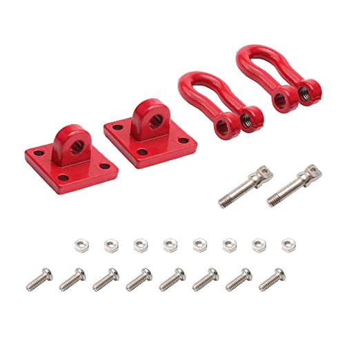 Metal Crawler Trailer Tow Hooks Buckle Winch Shackles RC Decoration Accessories for 1/10 Scale RC Rock Crawler Truck SCX10 TF2 D90 D110 CC01 HILUX Wraith Tundra TRX-4, Red
