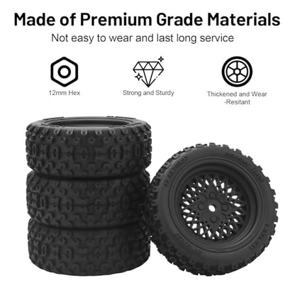RC On Road Wheels and Tires, daitoku 12mm Hex RC Rally Racing Car Tires for 1/16 1/14 1/12 1/10 RC Touring Car On-Road Off Road Buggy - Style B - style: Style B