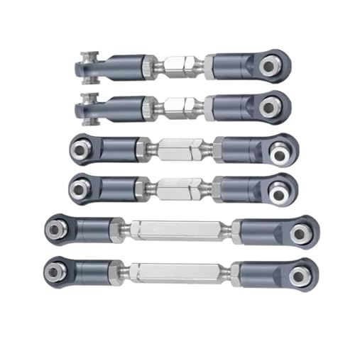 Compatible with ARRMA for Mojave 4X4 4S for Blx 1/8 Rc Crawler Car for Desert Truck Upgrade Parts Aluminum Alloy Steering Link Rod Set Linkage - color: Gray