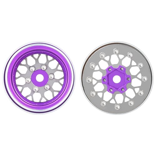 4PCS Grade 5 Titanium Wheel Face Aluminum 1.0 Inch Wheels Hubs for 1/24 Axial SCX24 TRX4M FCX24 Redcat Ascent-18 1/18 RC Crawler Car Upgrade Parts - color: Purple