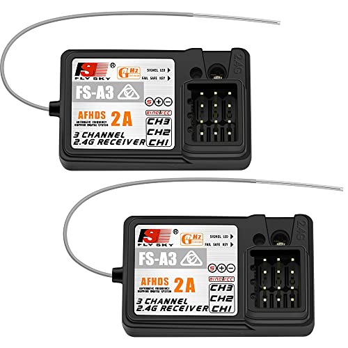 Flysky FS-A3 3CH Receiver 2.4G for FS-GT5 GT2E GT2F GT2G iT3B iT3C, 2PCS - size: 2 Pcs