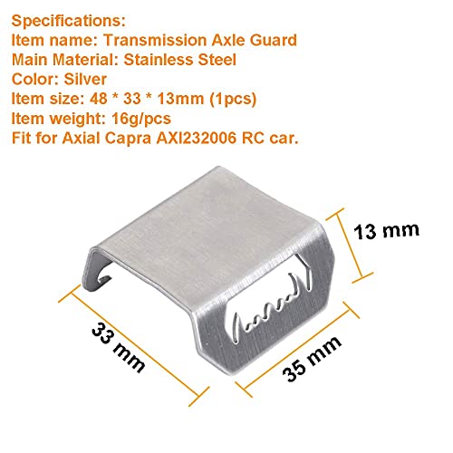 Stainless Steel Front Rear Axle Protective Skid Plate for Axial SCX10 III AX103007 and Axial Capra 1.9 UTB 1/10 RC Crawler Car
