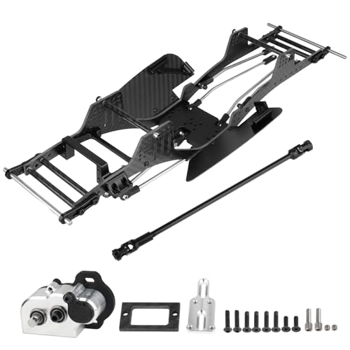 Hobbypark Carbon Fiber LCG Chassis Kit with Transmission & Drive Shaft for Axial SCX10 SCX10 II Capra 1.9 UTB and Other 1/10 RC Crawler Car DIY Builds Upgrades Parts