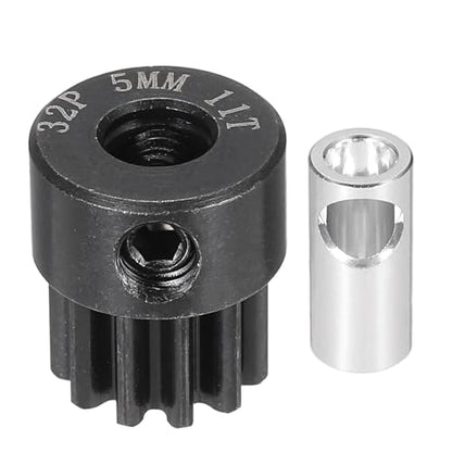 MECCANIXITY Steel 32P Gear Set with Gear Adapter 11T 5mm Shaft Motor Gears for RC Vehicles Truck Drift Car Part, Black - size: 11T