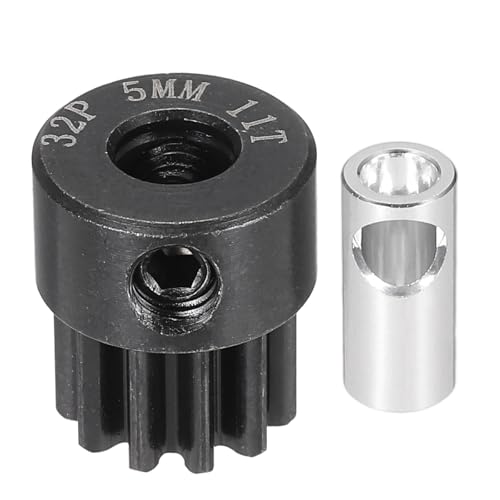 MECCANIXITY Steel 32P Gear Set with Gear Adapter 11T 5mm Shaft Motor Gears for RC Vehicles Truck Drift Car Part, Black - size: 11T