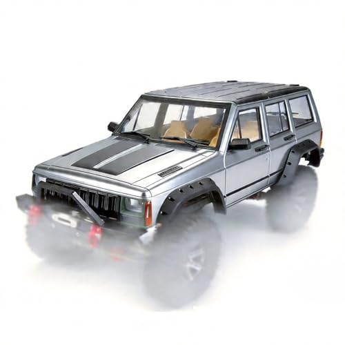 1/10 RC Crawler Hard Body Shell Kit, 313mm Cherokee Style, Gray | Fits Axial SCX10, SCX10 II 90046/90047 & TRX4; hard plastic shell with interior, grille, flares, mirrors and hardware - color: Gray