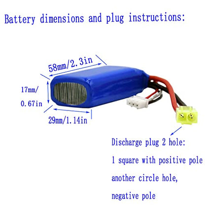 Blomiky 2 Pack 7.4V 1200mAh 8.88Wh Li-PO Battery and 2 USB Charger Cable Replacement for 1/18 Scale 9310YL 9300 9301E 9302E 9303E 9304E 9305E RC Truck / 9300 1200 2