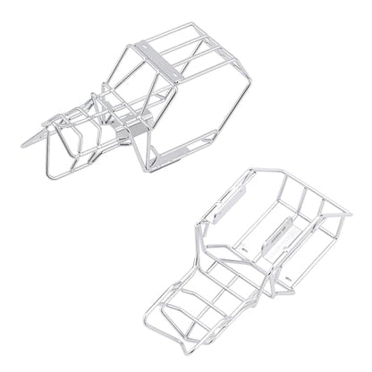 Metal Roll Cage Body Shell with Aluminum LED Lamp Holder for 1/24 Axial AX24 XC-1 Upgrade,Chrome - color: Chrome