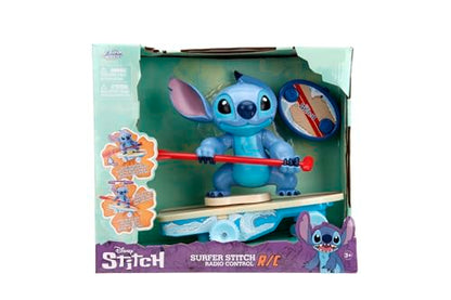 Jada Radio Control Stitch with Surfboard - 2.4 GHz - Straight Forward and Reverse Curve - 1 Channel - Integrated Figure - for Children from 3 Years - 25 cm - (253074009)