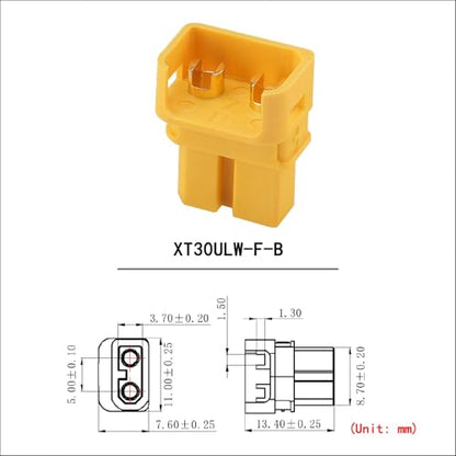 ELFCULB 10 Pairs Amass XT30ULW-B Connectors, XT30 Upgrade Female Connectors for Mini-UAV Robot Lipo Battery(Yellow) - color: 10pcs XT30ULW-B Female