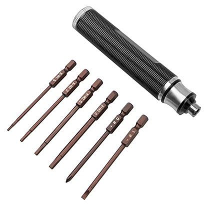 ShareGoo 6 in 1 Hex Screwdriver, Multi-Function Screw Driver 1.5/2.0/2.5/3.0mm 0#+ 1#- Repair Tool Kit Compatible with HSP Tamiya Arrma Axial Traxxas RC Car RC Drone Airplanes (Black) - color: Black