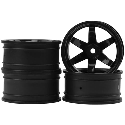 4Pack HIRCQOO RC Plastic Wheel Rims 12mm Hex Hub OD 52mm Compatible with 1/10 On-Road Racing Touring Drift Car Tamiya TT-01 Kyosho RedCat Sakura D4 XIS HSP 1/10 RC Scales,Width 26mm (Black)