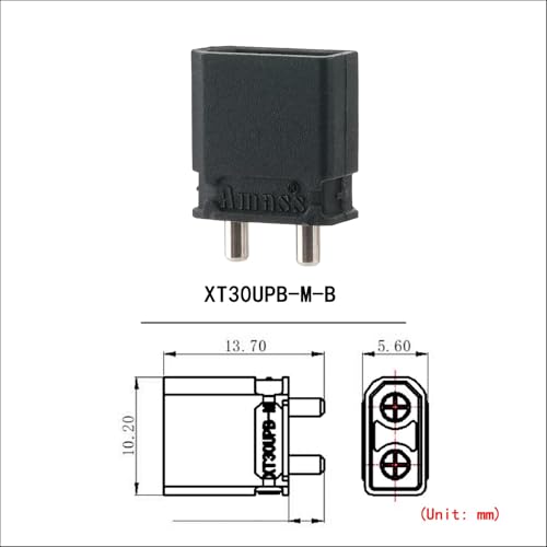 ELFCULB 10pcs Amass XT30UPB-M Connectors, XT30 Upgrade Male Power Connectors for Mini UAV, RC and Robotics Applications (Black) - color: 10pcs XT30UPB
