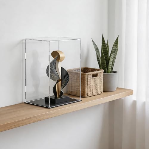 Acrylic Display Case for Collectibles and Miniature Houses, Clear Display Box with Thick Base and Lid for Protection and Showcase, 11x9x11-inch - size: 11"L x 9"W x 11"H