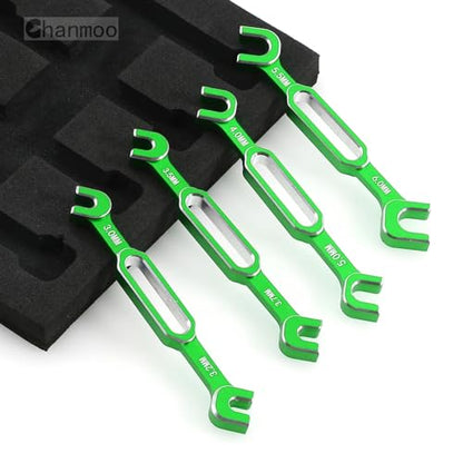 RC Wrench Turnbuckle Nut Ball 3.0/3.2/3.5/3.7/4.0/5.0/5.5/6.0mm Joint Remover Universal Repair Tools Set For 1/10 1/8 1/24 RC Crawler Truck Car Boat Drone (Green) - color: Green
