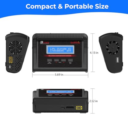 LiPo Battery Charger, 150W 10A AC/DC RC Balance Charger for 1-6S LiPo/LiHV/Li-ion/Life, NiMH NiCd (1-15S) Pb, Fast Charging for RC Car, Drone, Airplane, Helicopter