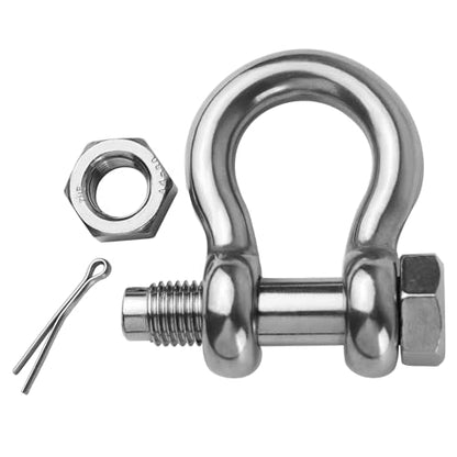 Stainless Steel D Ring Shackles 1/4" 5/16" 3/8" 1/2 inch 316 SS Heavy Duty Boat Anchor Shackle Marine Grade Bow Shackles with Cotter Pins - style: 5/16 inch 4 Pack(Bolt diameter 3/8 inch)
