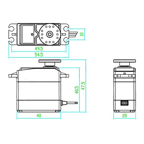 Treedix 2 pcs MG996R Servo Motor Metal Gear High-Torque Servo Motor for Smart Car Robot Boat RC Helicopter Mechanical arm Fittings(Control Angle 360)