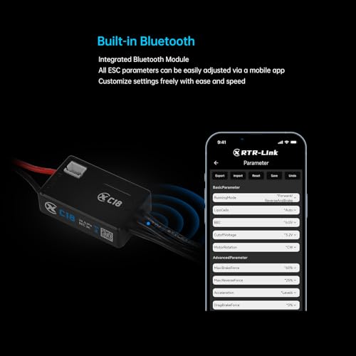 XC C18 Sensorless Brushless ESC for 1/18 1/24 RC Car,2S 30A | Bluetooth APP Programming,5.0V BEC,Multiple protection