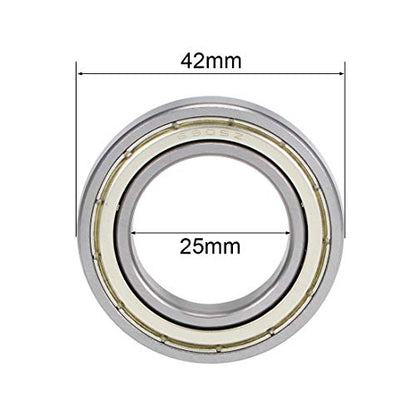 uxcell 6905ZZ Deep Groove Ball Bearings Z2 25mm X 42mm X 9mm Double Shielded Carbon Steel 2pcs - size: 25mmx42mmx9mm