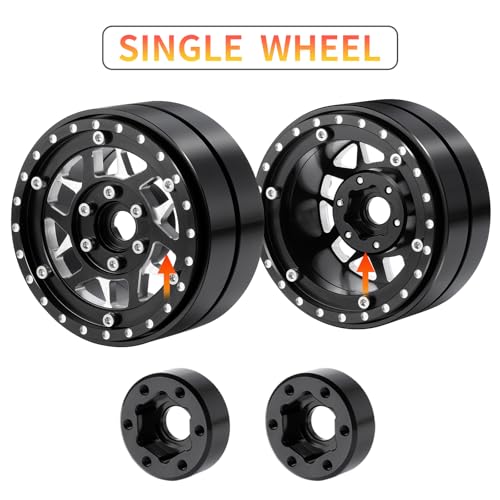 RCHUBAM 1.9" Dually Beadlock Wheel Rims for SCX10 TRX-4 TRX6 G63 6-Wheel | 4PC Aluminum Wheel Hubs,1/10 RC Hauler Crawler Truck Car Upgrade Part - style: 4PCS