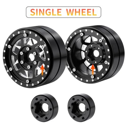 RCHUBAM 1.9" Dually Beadlock Wheel Rims for SCX10 TRX-4 TRX6 G63 6-Wheel | 4PC Aluminum Wheel Hubs,1/10 RC Hauler Crawler Truck Car Upgrade Part - style: 4PCS