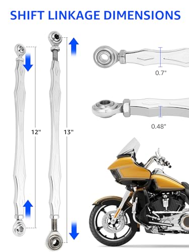 Chrome Shift Linkage, Adjustable Shifter Linkage Compatible for Harley Davidson Street Glide, Electra Glide, Road King, Road Glide, Tri Glide, Softail 1986-2024 - color: Chrome