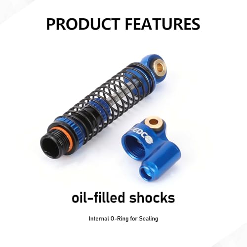 FCX24 Shocks 47MM Oil-Filled Shocks Absorber With Springs | Long Travel Shocks For FMS FCX24 FCX18 Upgrades 1/24 1/18 RC Crawler - color: Blue
