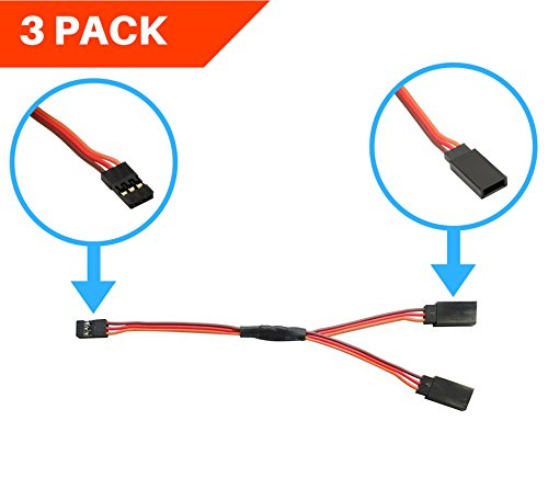 3 Pack - 6" / 150mm JR/Spektrum/Hitec Style Servo Y Harness - Apex RC Products #1031