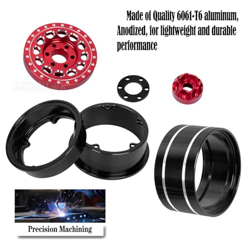 RC 2.2 Beadlock Wheels Adjustable 4 Offsets Rims for 1/10 RC Crawler Car SCX10 SCX10 II 90046 SCX10 III AXI03007 SCX10 Pro TRX4 TRX6 D90 Gen7/8 VS4-10 MST CFX,Red - color: Red (2.2 Beadlock Wheels Rims)