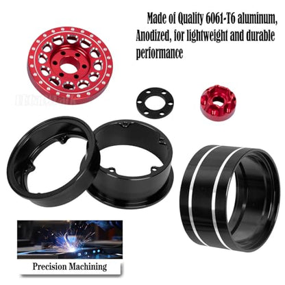 RC 2.2 Beadlock Wheels Adjustable 4 Offsets Rims for 1/10 RC Crawler Car SCX10 SCX10 II 90046 SCX10 III AXI03007 SCX10 Pro TRX4 TRX6 D90 Gen7/8 VS4-10 MST CFX,Red - color: Red (2.2 Beadlock Wheels Rims)