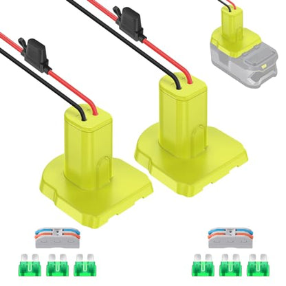 2 Pack Power Wheels Adapter for Ryobi 18V Battery, Converter Kit with Fuses & Wire Terminals & 12AWG Wire, Power Connector for DIY RC Car Toys and Ride On Truck - size: 2-Pack