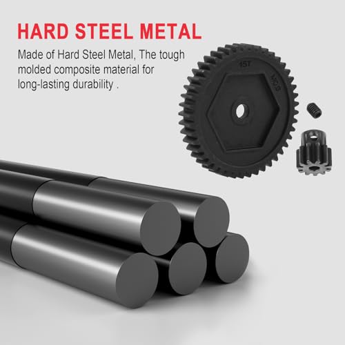 Hobbypark Metal Steel 45T M0.8 Spur Gear & 11T 32P Pinion Motor Gear for Traxxas TRX4 TRX-4 RC Crawler Car,Replace 8053 6747