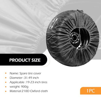 19 "-23" Car Spare Tire Cover, Scratch-resistant & Anti-aging Spare Tire Protection Cover, Waterproof Dust-Proof 190T Polyester Wheel Storage Protection Bag, for SUVs, RVs, Trailers, Trucks