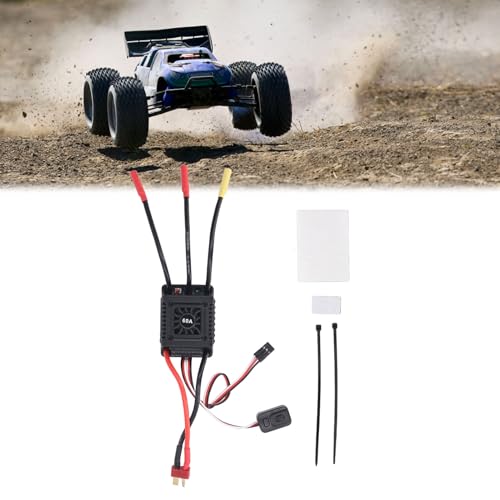 Brushless RC ESC Water Proof Electronic Speed Controller, T Plug 2 to 3S Lipo Battery, High Performance ESC for 1/10 1/12 1/14 1/16 RC Car Brushless Motor, Dust Proof and All Weath (60A) - style: 60A