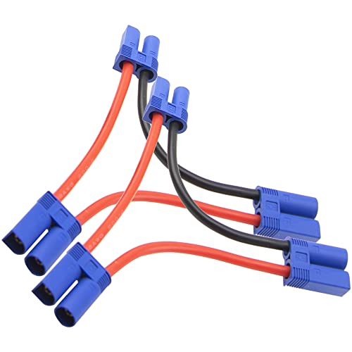 2Pcs HIRCQOO RC Car Serial Series Cable Adapter Compatible with XT90 Large Tamiya Traxxas EC5 XT60 EC3 T Plug for RC Truck Boat Lipo Battery ESC (EC5 Plug) - style: EC5 Plug