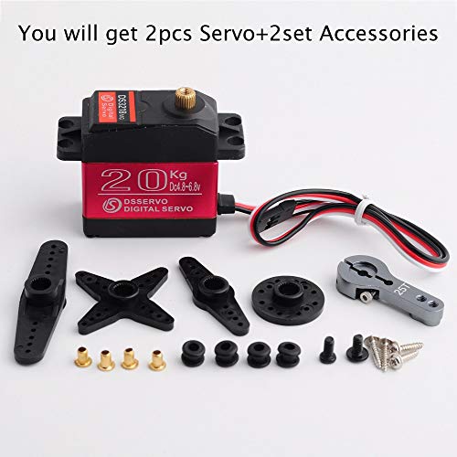 2PCS DS3218 20kg Servo 270 Degree High Torque Waterproof Servo Full Metal Gear with 25T Servo Horn 4.8-6.8V for 1/8, 1/10, 1/12 Baja RC Car Robotic Arm DIY Model - size: 2pcs 20kg 270°