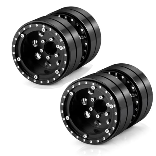 RCLIONS 1.9" Dually Beadlock Wheels RC Aluminum Rims for 1/10th AXIAL SCX10 SCX10 II TRX4 TRX6 Flatbed Hauler RC Crawler Car Upgrade Parts (2PCS) - size: 2PCS